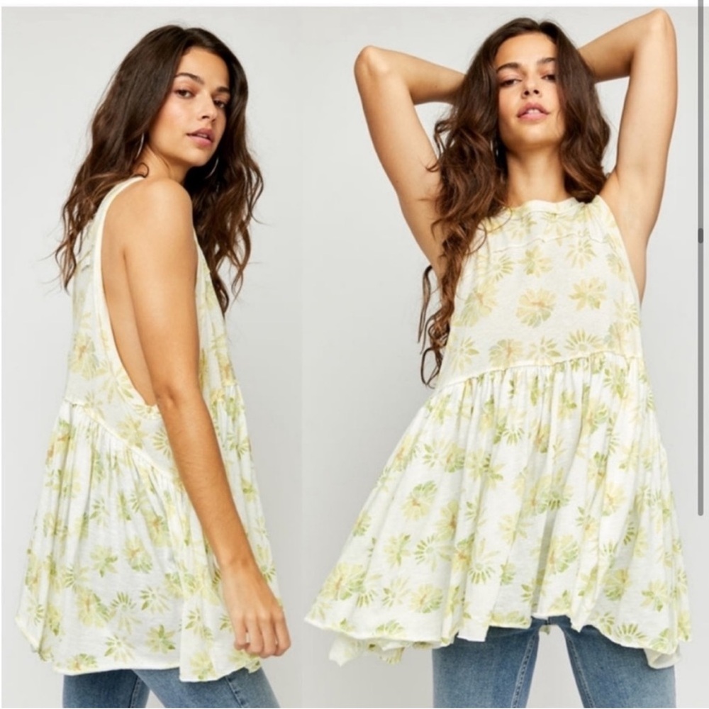 Free People Madison Tank Yellow Floral